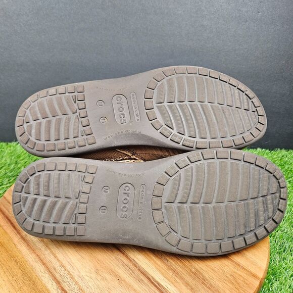 CROCS Santa Cruz Shoes Mens 11 Brown Slip On Canvas Loafer Slippers Casual - Picture 13 of 15